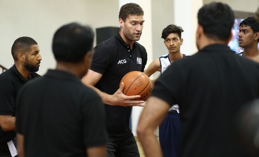 Brook Lopez interacts with NBA Academy India wards during his visit to New Delhi recently