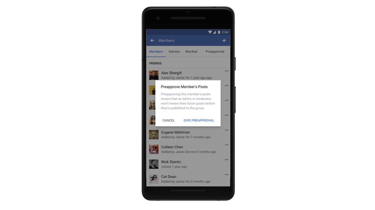 Facebook Preapprove feature for group admins. 