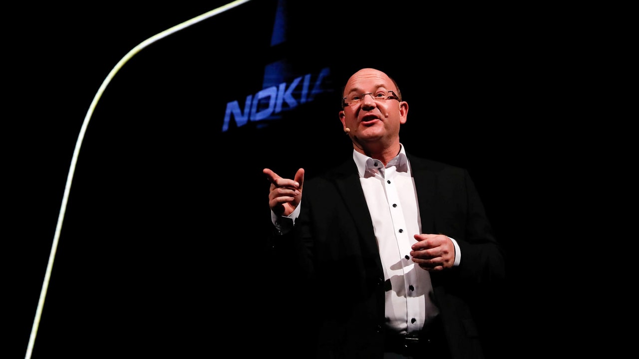 Florian Seiche, Chief Executive Officer of HMD Global presents new Nokia mobiles during the Mobile World Congress in Barcelona, Spain February 25, 2018. REUTERS/Yves Herman - RC16552C1350
