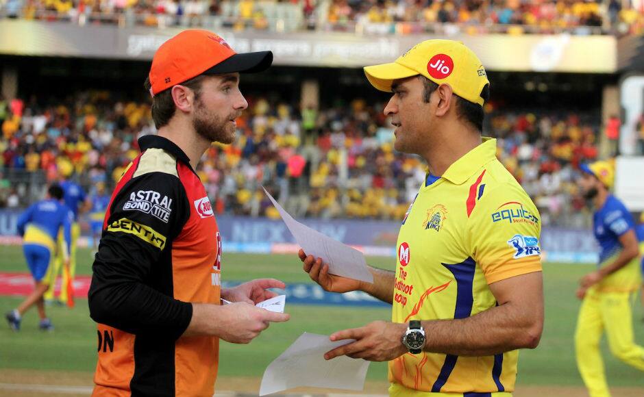 Sunrisers Hyderabad captain Kane Williamson and Chennai Super Kings skipper MS Dhoni ahead of the final at Wankhede. Sportzpics