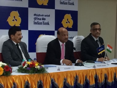 Kishor Kharat, MD & CEO, Indian Bank, presenting annual results of FY 2017-18. Image courtesy: Twitter/@MyIndianBank