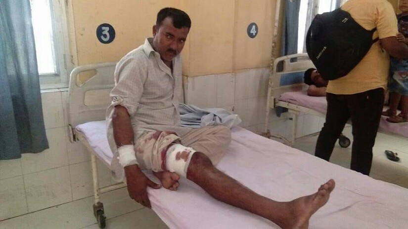 A man injured during Pakistani shelling being treated at a hospital. Image courtesy Jamsheed Malik
