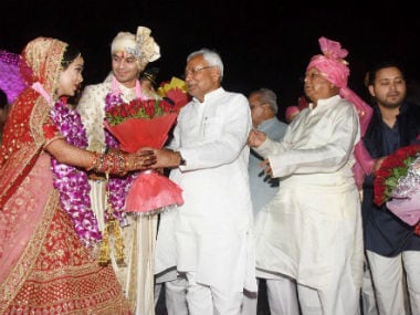 Bihar chief minister Nitish Kumar attended the wedding of Lalu Prasad's son. PTI