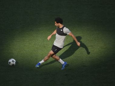 Liverpool's Mohamed Salah attends a training session. AFP