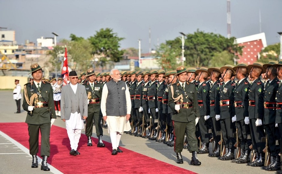 Later Modi reached Kathmandu where he was accorded a 21 gun salute and a guard of honour at a ceremonial function at the Nepal Army Pavilion. Twitter @MEAIndia Later Modi reached Kathmandu where he was accorded a 21 gun salute and a guard of honour at a ceremonial function at the Nepal Army Pavilion. Twitter @MEAIndia