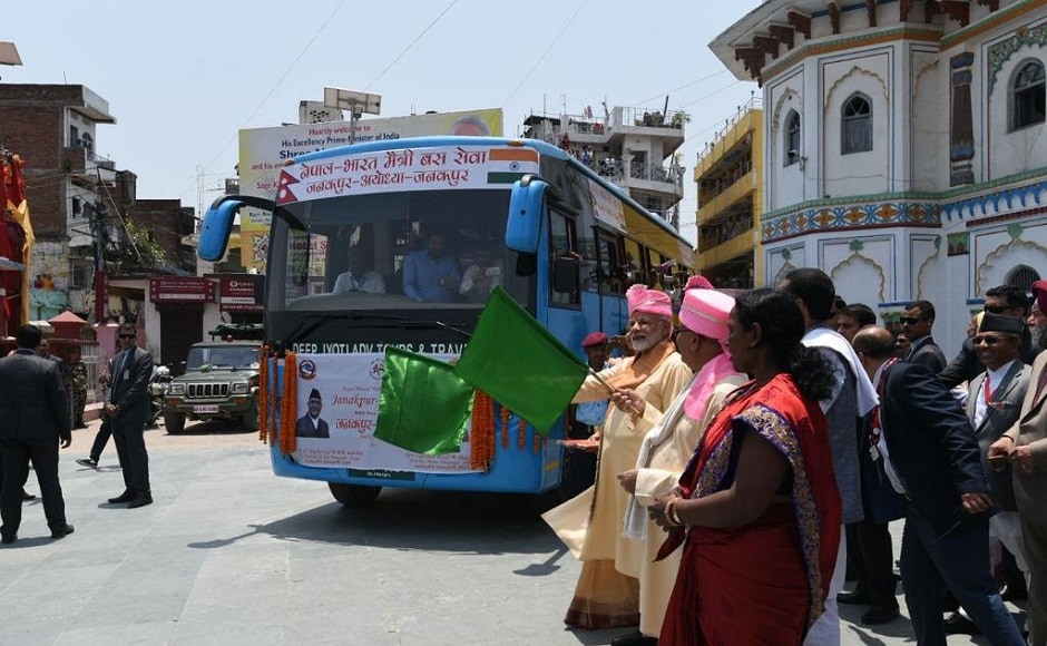 The duo also inaugurated a direct bus service between Janakpur and Ayodhya — the two sacred cities for Hindus. Twitter @MEAIndia The duo also inaugurated a direct bus service between Janakpur and Ayodhya — the two sacred cities for Hindus. Twitter @MEAIndia