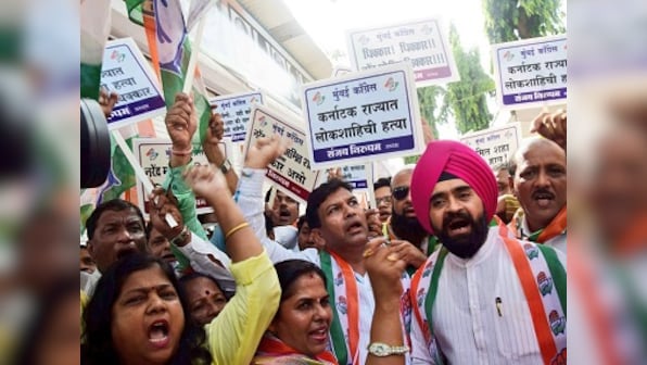 Mumbai Congress stages protest against BJP, terms BS Yeddyruppa's swearing-in as Karnataka CM 'illegal appointment'