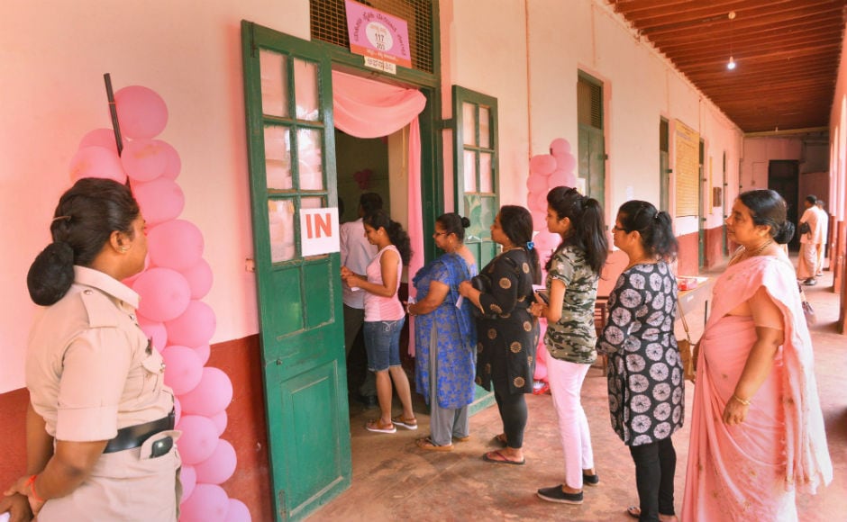 Polling was held in 58,008 stations in 30 districts. Out of these, 450 'Pink booths' called 'Sakhi' were also set up. The 'Pink booths' were overseen by women personnel only. PTI Polling was held in 58,008 stations in 30 districts. Out of these, 450 'Pink booths' called 'Sakhi' were also set up. The 'Pink booths' were overseen by women personnel only. PTI