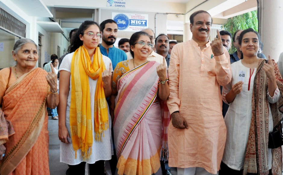 Voters turned up in large numbers and were seen standing in long queues to cast their votes in the early hours. Union minister Ananth Kumar also cast his ballot, along with his family members. PTI Voters turned up in large numbers and were seen standing in long queues to cast their votes in the early hours. Union minister Ananth Kumar also cast his ballot, along with his family members. PTI