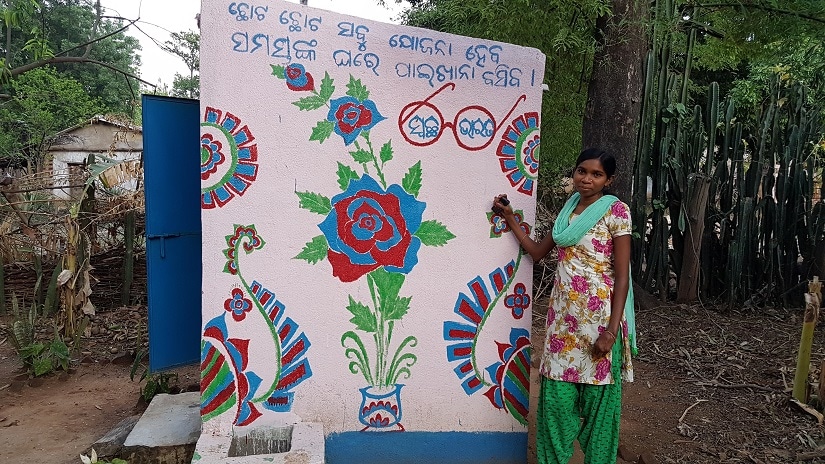 Padmini Pradhan, who was the first in her vilage in Similhata to paint her toilet. Image courtesy Manish Kumar