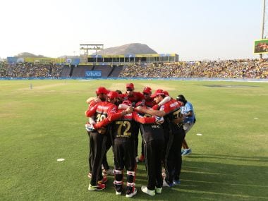 RCB players huddle before the match against Chennai Super Kings. Sportzpics