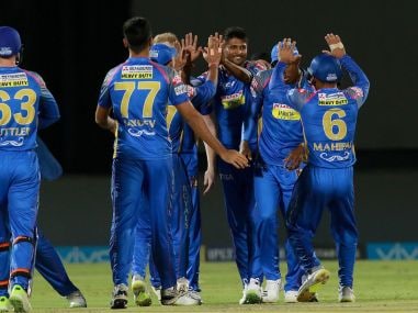 Krishnappa Gowtham of RR celebrates wicket of Chris Gayle of KXIP. Sportzpics
