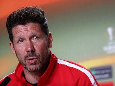 Soccer Football - Europa League - Atletico Madrid Press Conference - Wanda Metropolitano, Madrid, Spain - May 9, 2018 Atletico Madrid coach Diego Simeone during the press conference REUTERS/Sergio Perez - RC11A5413DB0