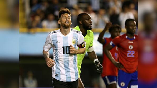 International friendlies: Lionel Messi warms up for World Cup by scoring hat-trick as Argentina beat Haiti