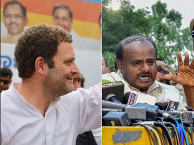 File images of Congress president Rahul Gandhi and JD(S) leader HD Kumaraswamy. PTI