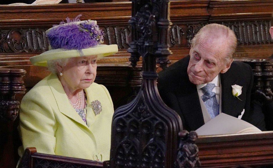 Queen Elizabeth II and Prince Phillip during the wedding service for Prince Harry and Meghan Markle. Reuters