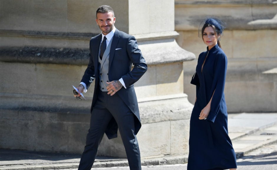 David and Victoria Beckham arrive to the wedding of Britain's Prince Harry to Meghan Markle. Reuters
