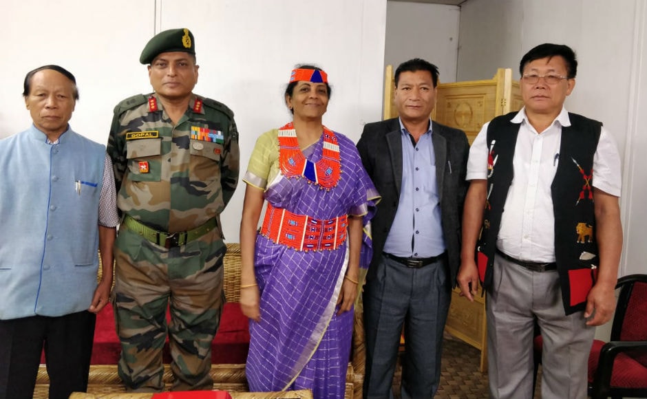 In Lungwa, Sitharaman was welcomed by a local MLA and Konyak community leaders, where they discussed a lot of important issues with her. Image courtesy: @DefenceMinIndia/Twitter