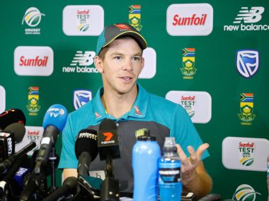 Australia's Tim Paine addresses a press conference. AFP