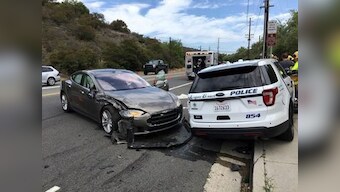 Tesla Model S crashes into a parked police vehicle in California, driver blames autopilot mode