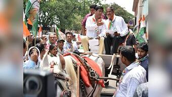 Congress members ride in horse carriages to protest against fuel hike in Goa, demand GST-based taxation of fuel