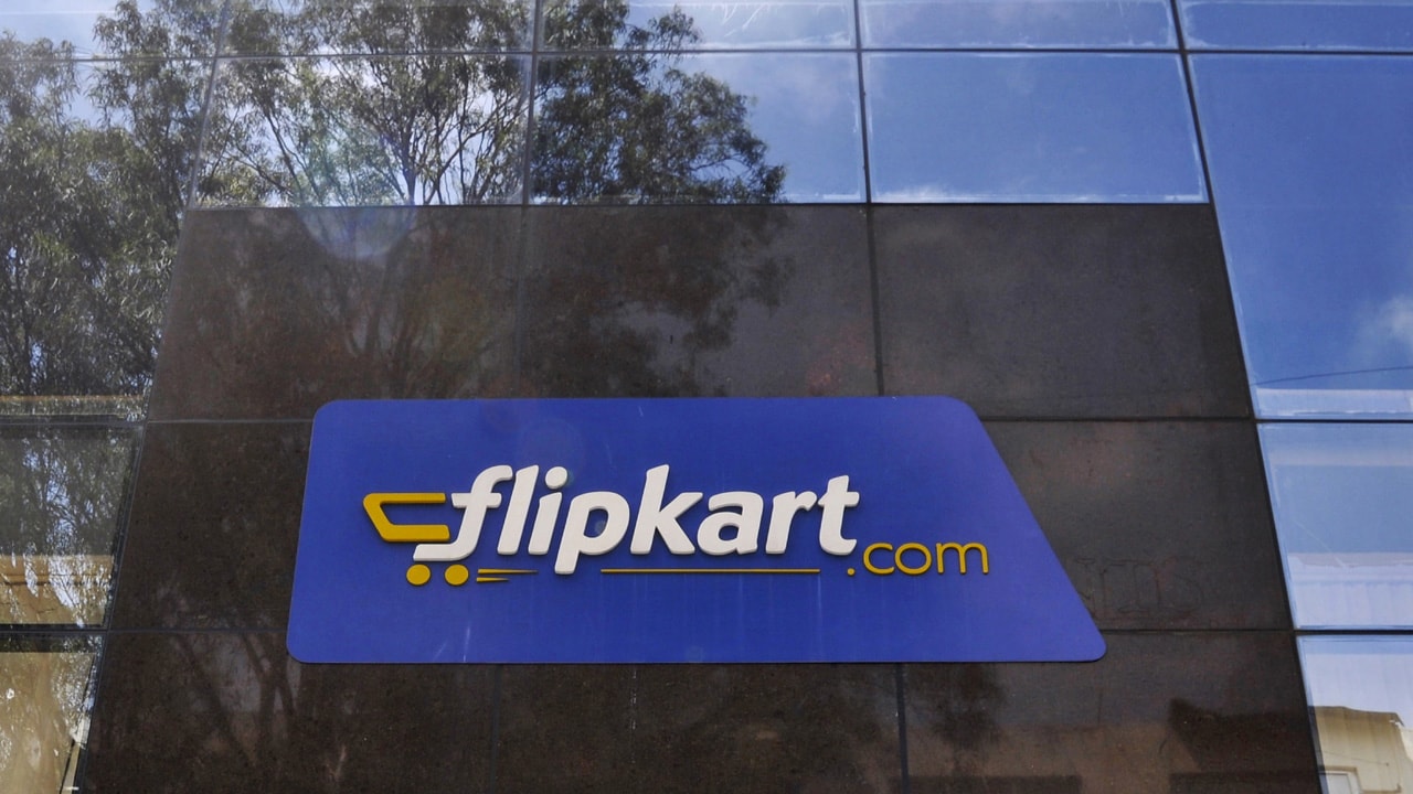 Flipkart logo seen on a building in Bengaluru. Image: Reuters