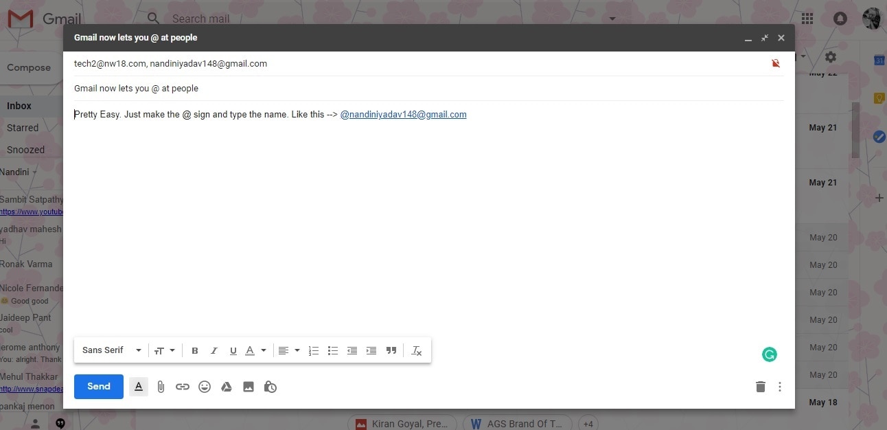 Gmail Lets You Tag People In A Mail Using And Symbols Here S How It Works Technology News Firstpost