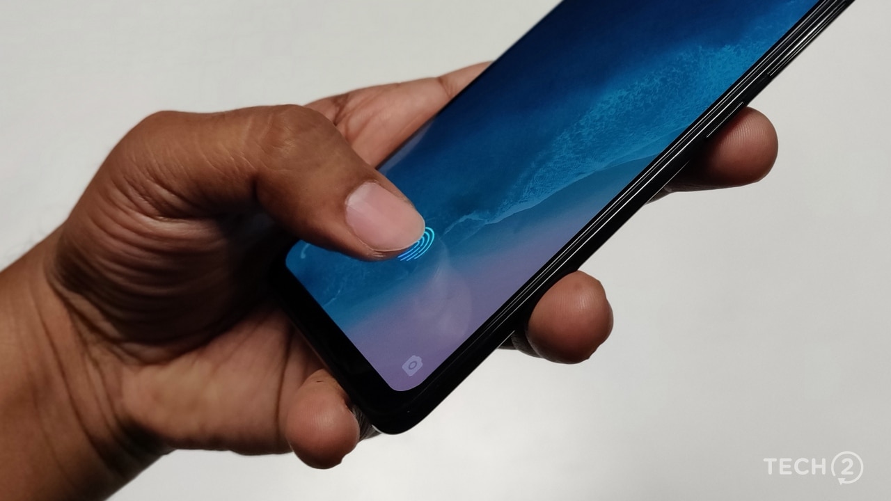 The in-display fingerprint scanner on the Vivo X20 UD. Image: tech2/ Sheldon Pinto