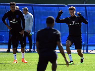 England's midfielder Dele Alli returns to training after thigh strain. AFP