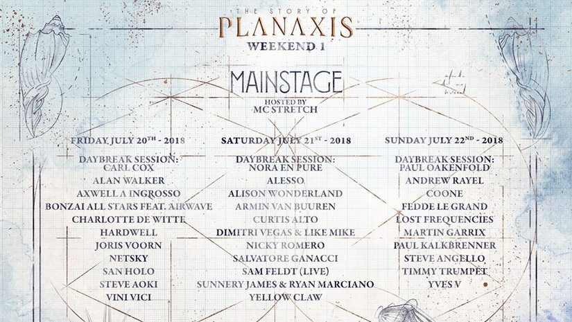 Tomorrowland Mainstage lineup weekend 1. Taken from Tomorrowland's Facebook page.