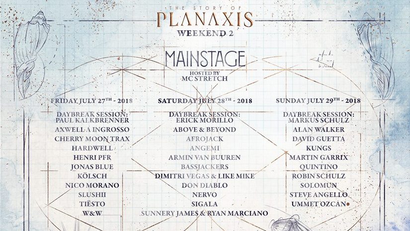 Tomorrowland Mainstage lineup weekend 2. Taken from Tomorrowland's Facebook page.
