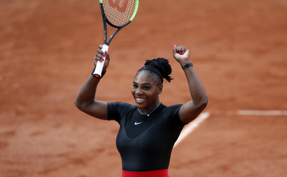 Serena Williams of the U.S. celebrates as she defeats Germany's Julia Georges during their third round match of the French Open. AP Serena Williams of the U.S. celebrates as she defeats Germany's Julia Georges during their third round match of the French Open. AP