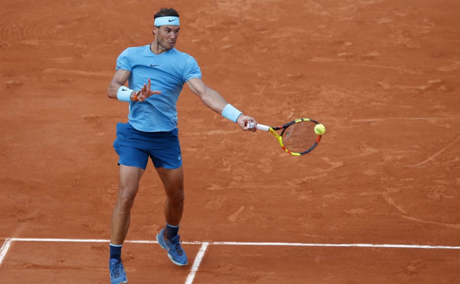 Spain's Rafael Nadal returns the ball to Argentina's Guido Pella during their second round match. AP Spain's Rafael Nadal returns the ball to Argentina's Guido Pella during their second round match. AP