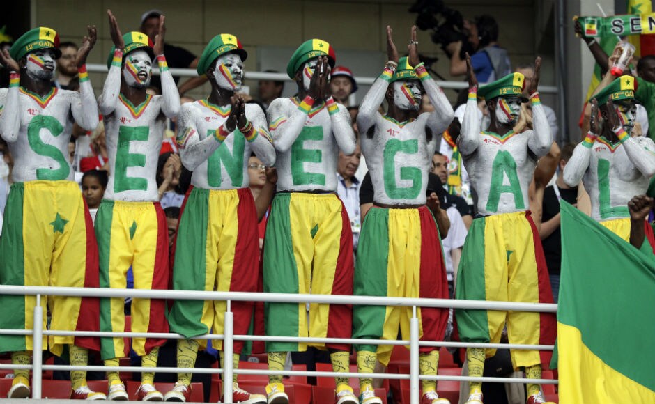 Colourful Senegalese fans cheer for their team in their Group H encounter against Poland at Moscow's Spartak Stadium. AP Colourful Senegalese fans cheer for their team in their Group H encounter against Poland at Moscow's Spartak Stadium. AP