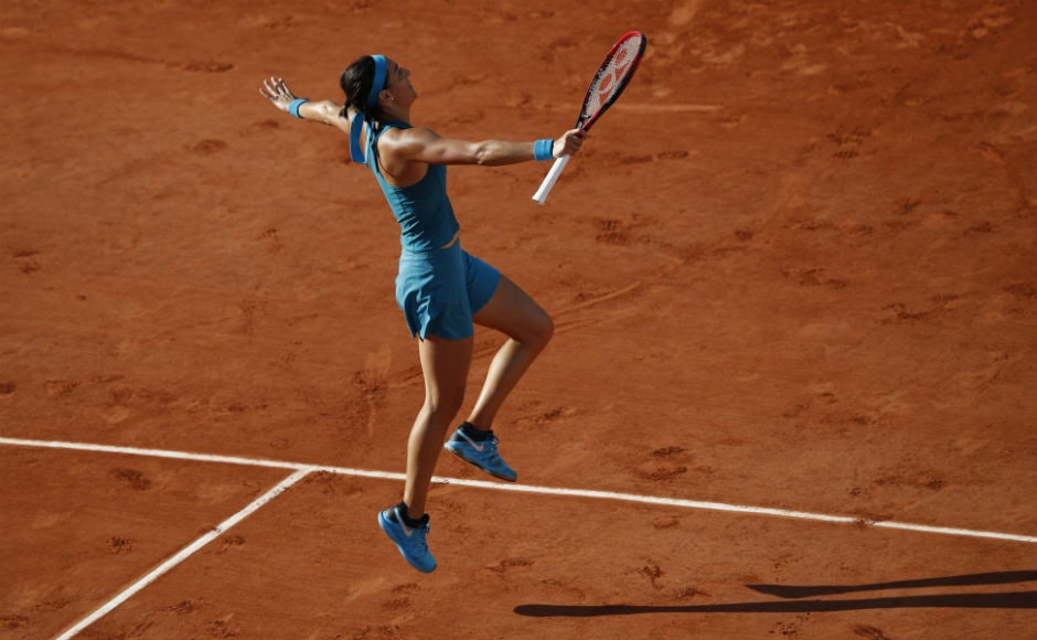 France's Caroline Garcia celebrates after winning her third round match against Romania's Irina-Camelia Begu in two sets 6-1, 6-3, at the Roland Garros stadium in Paris. AP France's Caroline Garcia celebrates after winning her third round match against Romania's Irina-Camelia Begu in two sets 6-1, 6-3, at the Roland Garros stadium in Paris. AP