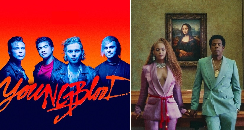 5 Seconds of Summer (L); Beyonce and Jay-Z . Images via Twitter