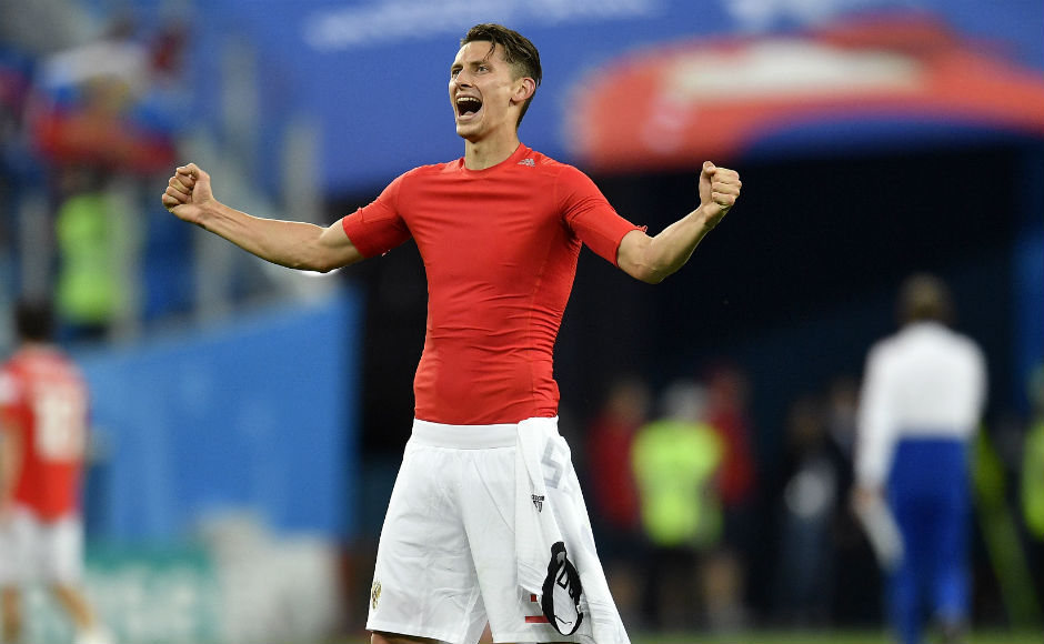 Russia's Ilya Kutepov celebrates after his team's 3-1 victory over the higher-ranked Egypt. AP Russia's Ilya Kutepov celebrates after his team's 3-1 victory over the higher-ranked Egypt. AP