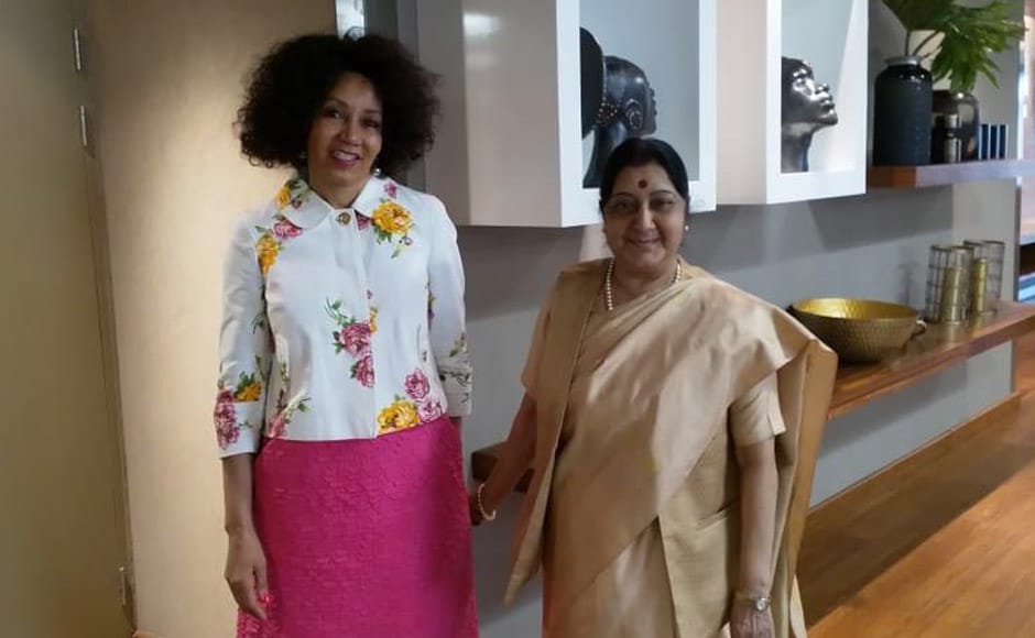 Over the course of the next four days, Swaraj will chair a meeting of foreign ministers of IBSA, an international tripartite grouping of India, Brazil and South Africa. She will also attend a number of events commemorating the 125th anniversary of Gandhi's expulsion from a train on the Pietermaritzburg railway station. Twitter@IndianDiplomacy Over the course of the next four days, Swaraj will chair a meeting of foreign ministers of IBSA, an international tripartite grouping of India, Brazil and South Africa. She will also attend a number of events commemorating the 125th anniversary of Gandhi's expulsion from a train on the Pietermaritzburg railway station. Twitter@IndianDiplomacy