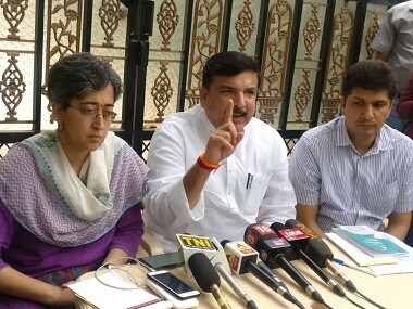 AAP leaders addressing the press conference. Twitter @AamAadmiParty