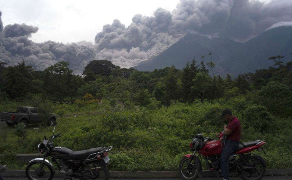 The Fuego volcano, about 40 kilometres (25 miles) south-west of the capital Guatemala City, has been spewing rocks, black smoke and ash into the sky. AP The Fuego volcano, about 40 kilometres (25 miles) south-west of the capital Guatemala City, has been spewing rocks, black smoke and ash into the sky. AP