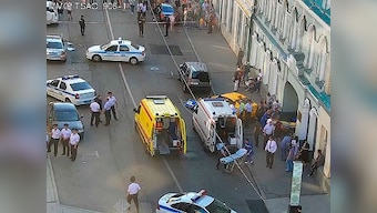 Taxi driver in Moscow who ploughed into eight pedestrians fell asleep at the wheel, says police