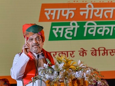 BJP president Amit Shah addressing the Karyakarta Samman Samaroh of Jaipur Gramin Lok Sabha. PTI
