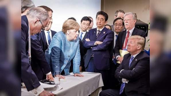 Picture that sparked a thousand memes: Angela Merkel-Donald Trump photo at G7 Summit makes internet go crazy