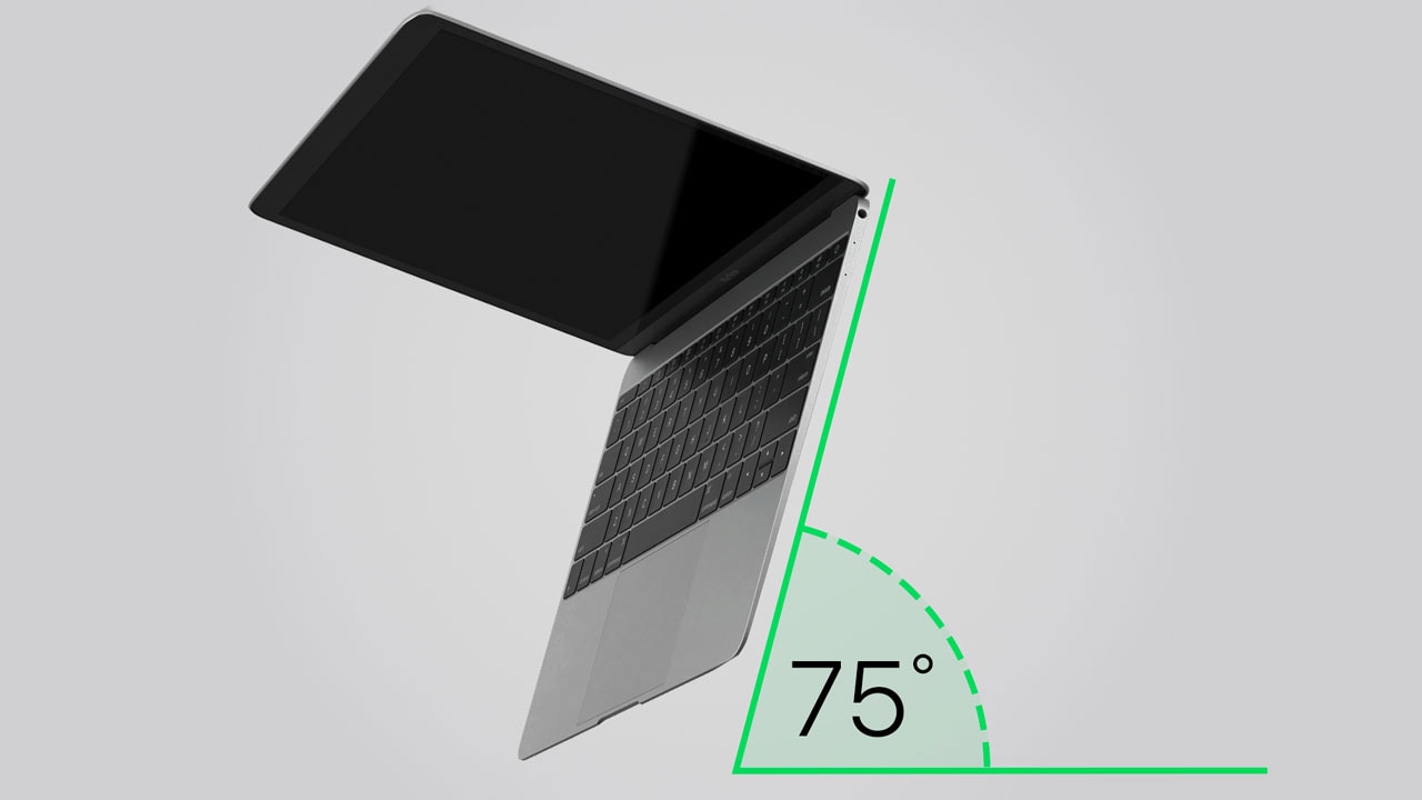 Apple's initial solution to the keyboard issue requires that you hold the device at a 75-degree angle.