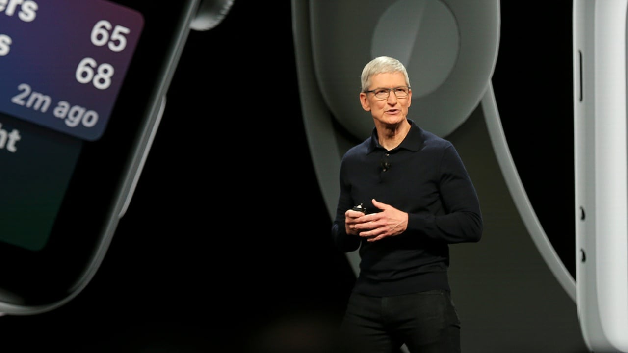 Apple Chief Executive Officer Tim Cook speaks at the Apple WWDC. Image: Reuters