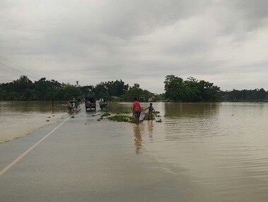 Fields flooded in Karimganj in Assam's Patharkandi constituency. Image Courtesy: Swapnaneel Bhattacharjee/101Reporters
