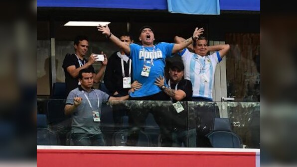 FIFA World Cup 2018: Diego Maradona’s histrionics in stands only exacerbate the pressure on besieged Argentina