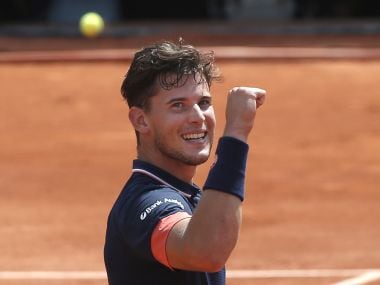 Dominic Thiem celebrates defeating Marco Cecchinato in the semi-finals of French Open. AP