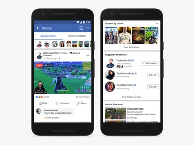 The Facebook gaming section landing page seen on mobile. Image: Facebook