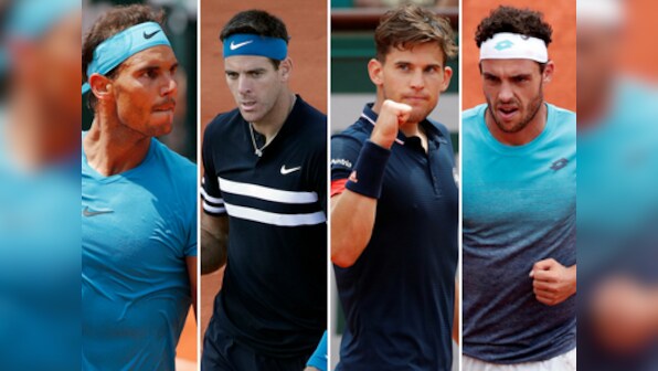 French Open 2018: Rafael Nadal faces Juan Martin del Potro in blockbuster semi-final; Dominic Thiem takes on giant-killing Marco Cecchinato